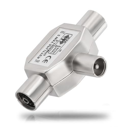 Bingfu Satellite Splitter 2-Way TV Aerial Splitter for Dual Screens - 2 Way 1 Male to 2 Female T-Coupling Coax Adapter Connector - Image 3