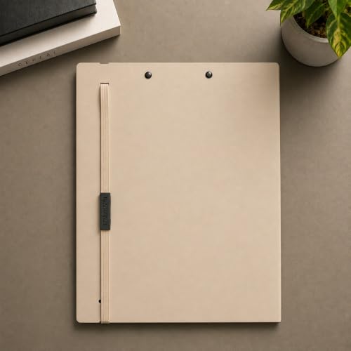 Image of Tarkan A4 Size Clipboard File Folder with Strap, Pack of 2 (Beige & Tan)