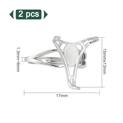Bases de bagues argent S925 réglables à griffes pour création bijoux DIY - 2