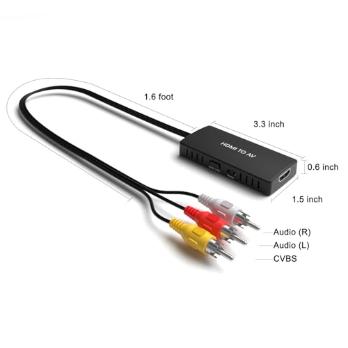 Dingsun HDMI to RCA Converter HDMI to AV Adapter HDMI to Older TV Adapter for Apple TV,Roku, Fire Stick, DVD, Blu-ray Player ect.