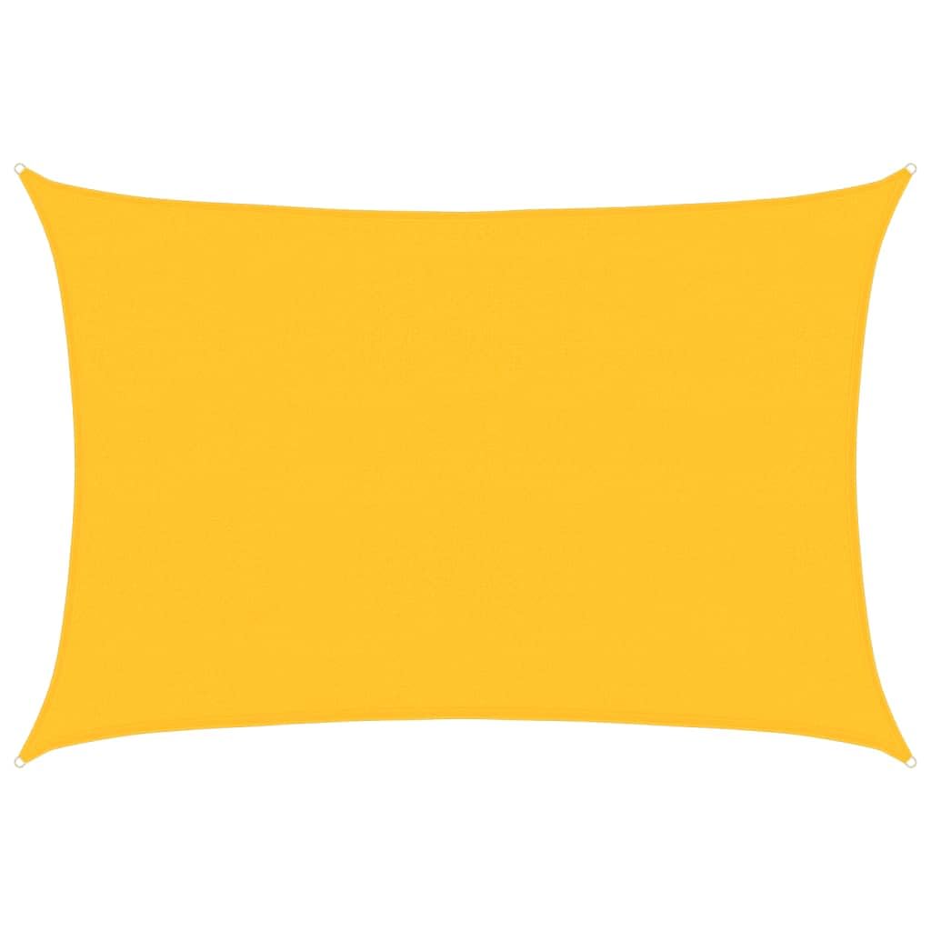Voile d'ombrage rectangulaire jaune 4x5 m avec cordes et inox