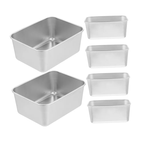 Cabilock 6pcs Stainless Steel Square Baking Dish Nonstick Metal Pans for Cheesecakes Bread Desserts Elegant Flat Bottom Design for Everyday Special Occasions