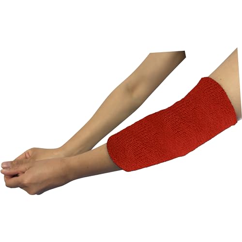 Volleyball 9" 4-Layer Terry Elbow & Forearm Sweatband, Red