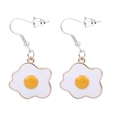 TEHAUX 可愛い大きめポーチドエッグイヤースタッド 属製チャーム ピアス レディース 揺れるドロップスル 贈り物に