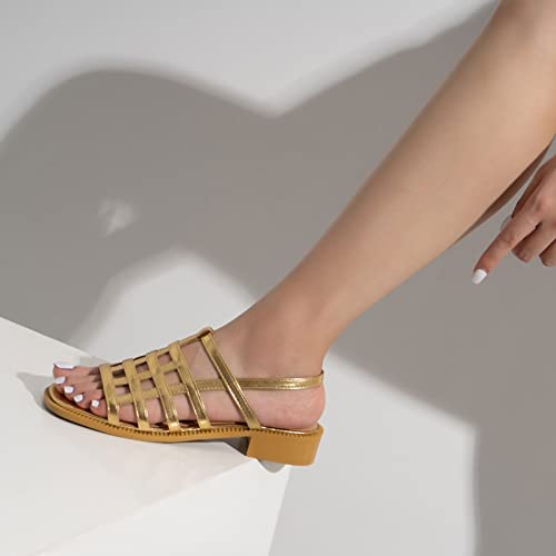 ls for Women Summer Shoes Woman Flats Flat Elastic Band Cutout ls Women Casual Open Toe Square Head Women Shoes SizeSilver,8.5 UK3