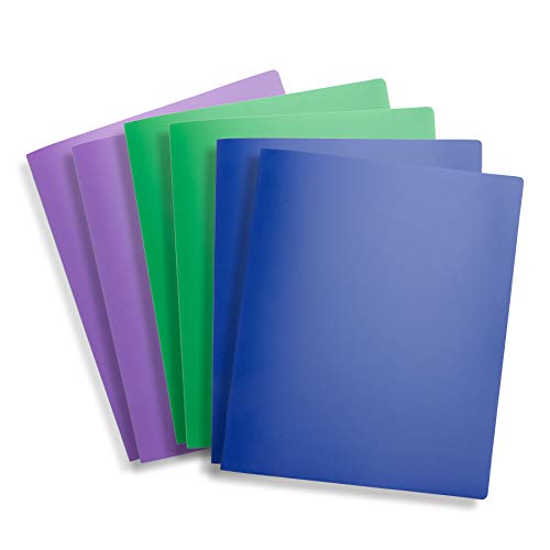 Blue Summit Supplies 3 Ring Plastic Binders, 1 Inch Light Flexible Plastic 3 Ring Binders, With Soft Cover And Pocket, Colored Blue, Green, And Purple Bendable Binders, Assorted Colors, 6-Pack #TOP1