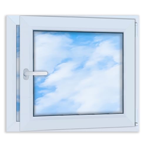 LORAC | Kunststofffenster weiß 800x700mm, 80x70cm, PCV, DIN Rechts, kippbar & ausstellbar, 2-fach Verglasung, energiesparend – Fenster mit CE-Zertifikat für Keller und Wohnung