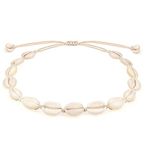 Suyi Collar De Conchas Naturales Collar Hecho A Mano De Playa De Hawaii Collar De Concha Ajustable para Mujer AWhite