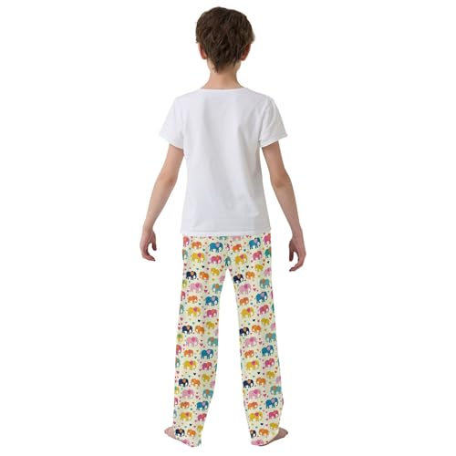 Cute Elephant Long Pajama Pants Elastic Waist PJ Bottoms with Pockets S A1134774