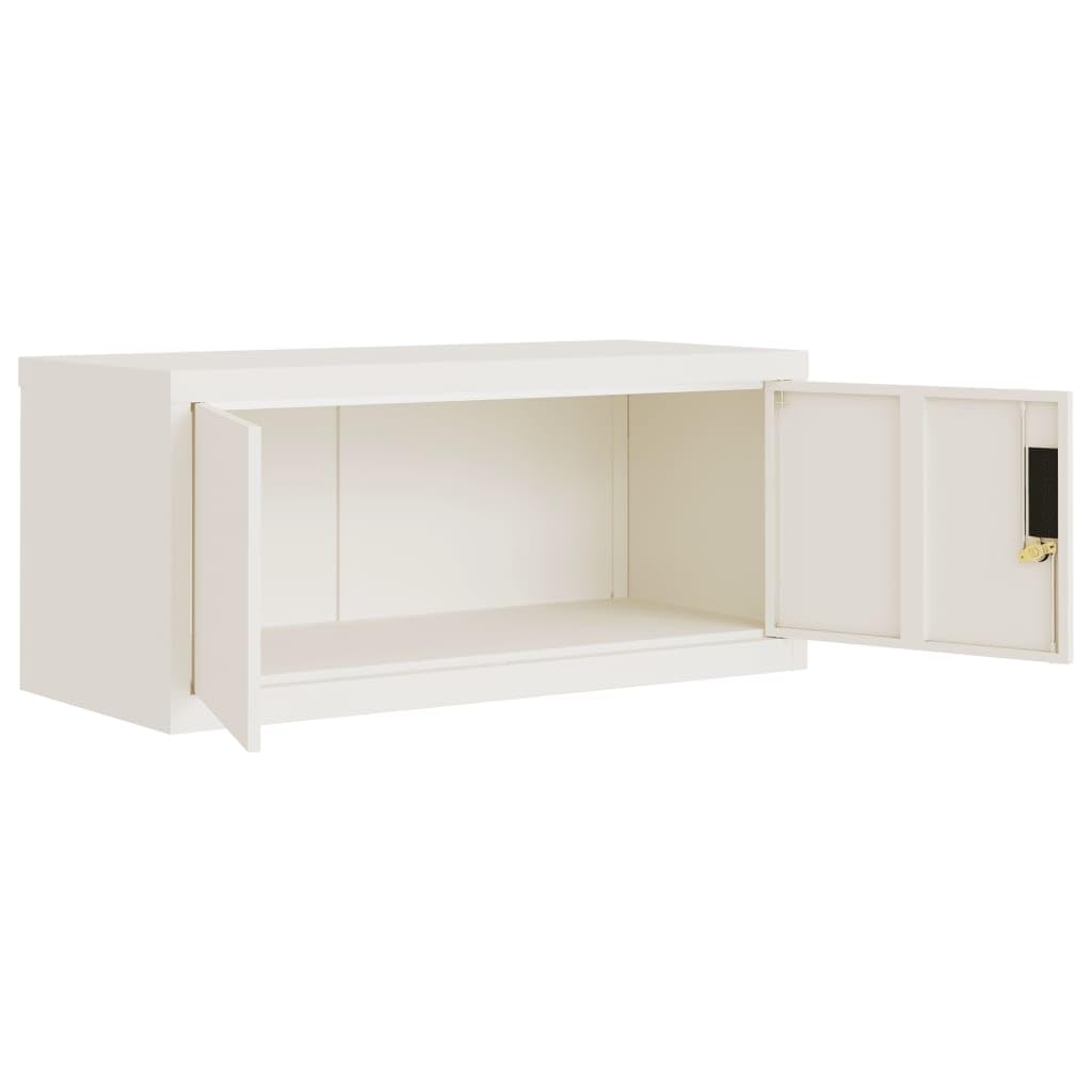 Armadio da ufficio, armadietto in acciaio, armadietto in metallo, armadietto da ufficio, armadietto a scomparti, adatto per ufficio, scuola, archivi, bianco, 90 x 40 x 110 cm