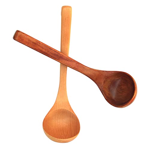 SOLUSTRE 2 Piezas cuchara de madera cucharón cocinando ranurado cucharones de ramen largo servicio accesorios cocinita madera cucharas soperas cucharon estilo japones Herramienta de cocina