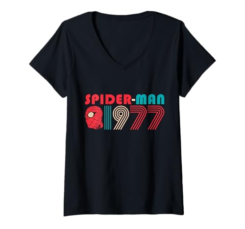 T-shirt femme Spider-Man Beyond Amazing top col V imprimé rétro vintage