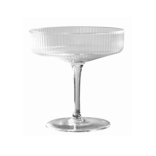 Reutilizable Taza de la fruta Postre Copa resistente Forma Base Tall barra de vidrio tazas de té de vidrio cóctel Beber cerveza Vasos de cristal 5,12 oz (Color : A)