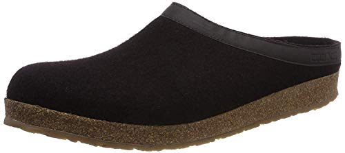 HAFLINGER UNISEX GZL LEATHER TRIM GRIZZLY CLOG BLACK 38