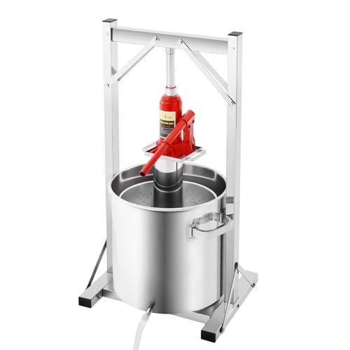 ANGDI Pressoir à cric hydraulique, Presse à Fruits et à vin Professionnelle avec vérin hydraulique, Presse-Agrumes Manuelle, Presse à cidre en Acier Inoxydable pour jus de Raisin, Orange