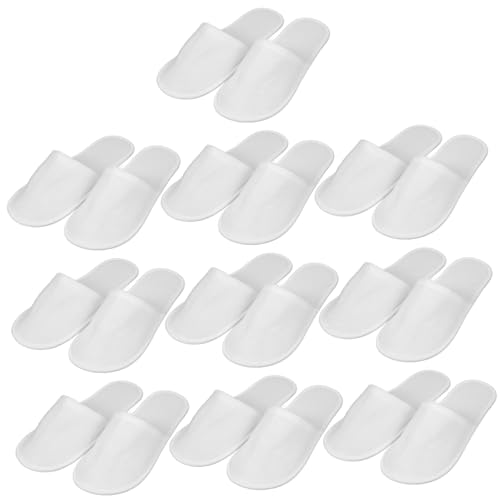 BAZEITFLOW 10 Zapatillas Desechables Hotel Antideslizantes para Invitados y Viaje Cómodas y Portátiles Color Blanco
