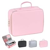 Genérico Fireproof Keepsake Box with Lock,Portable Waterproof Document Storage Box,Important Document for Certificates Documents Passport Valuables Bag (pink)