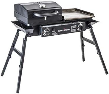 Blackstone Tailgater Stainless Steel 2 Burner Portable Gas Grill and Griddle Combo Total 35,000 BTUs for Indoor or Backyard, Outdoor, Patio, Picnic, Garden Cooking