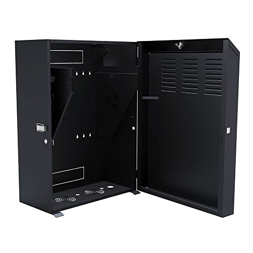 Image of NavePoint 8U Vertical Server Rack Enclosure, Low Profile, 27.5 inch Deep, Max Weight Capacity 132lbs - 8U Network Cabinet Vertical Wall Mount, Perforated, Black