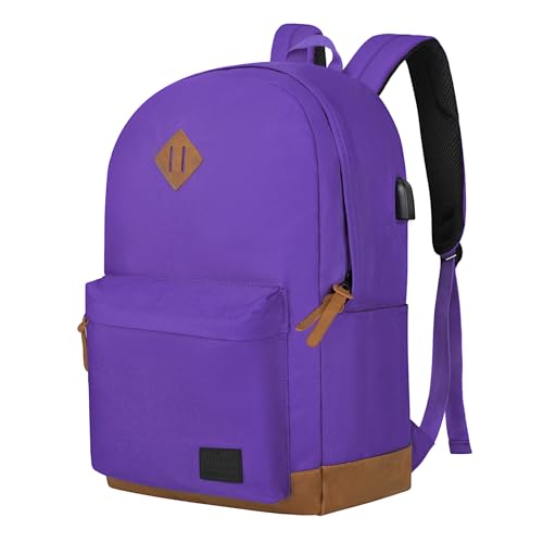 Goloni Backpack for Men Women,Travel Laptop Backpack, Water Resistant 17.3 Inch USB Charging Backpack, Large Capacity Work Commute Bag,Purple