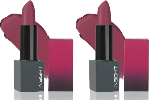 Image of INSIGHT Velvet Matte Lipstick (Serene Affection) | Long Lasting, Smudge-Proof & Non-Drying | Enriched with Cocoa Butter, Argan Oil & Vitamin E | Smooth Application, Bold Pigment - 3.8g (Pack of 2)