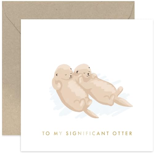 Old English Co. My Significant Otter Wedding Anniversary Card for Husband Wife - Cute Otter Valentine's Day Card Boyfriend Girlfriend - Just Because Card for Other Half | Blank Inside with Envelope