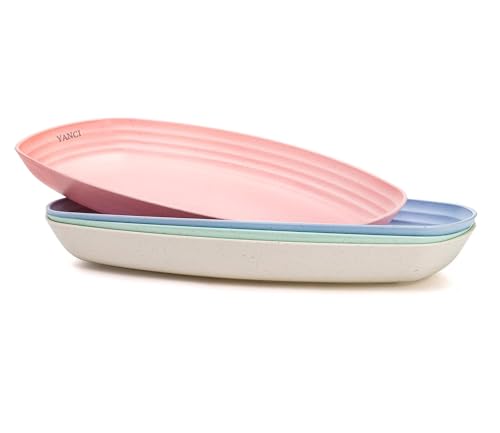 Image of YANCI 4 Pack Wheat Straw Plates, 11 Inch Microwave Safe Lunch Dinner Plates, Degradable Reusable Eco-Friendly BPA Free Lightweight Plates, Multicolor
