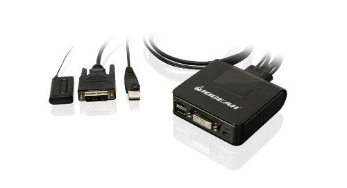 Image of IOGEAR 2-Port USB DVI Cable KVM Switch - 1920x1200 60Hz - Remote Push Button Switching - Plug n Play - Win, Linux, Mac, Sun - GCS922U