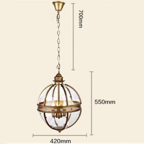 Mrdsre Amerikaanse vintage kroonluchters E14 retro lamp transparant globe glas metalen plafondlamp schilderij levende eetkamer cafe loft hanglamp rustieke metalen hanglamp (Color : Bronze) photo 2