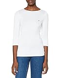 Dreiviertel lange Ärmel Tommy Hilfiger Damen Boat Neck Tee 3/4 Hemd, White, XX-Large