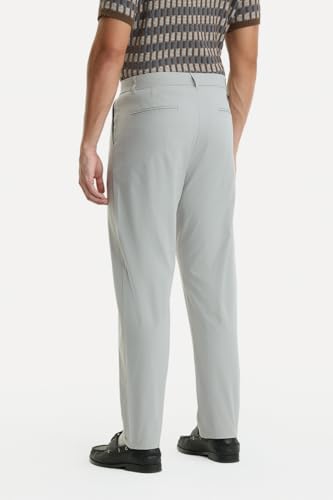 Image of SNITCH Men Formal Trousers | Regular Fit Pleated Front with Turned-Up Hem | Polyester Blend & Medium Stretch Fabric for Office & Winter Wear