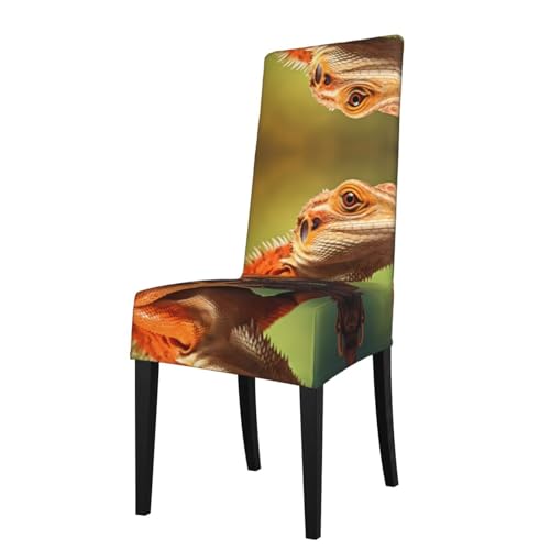 YYHHAOFA La funda para silla de comedor con estampado de lagartos vivos es fácil de desmontar y está hecha de tela de alta resistencia que es resistente al desgaste