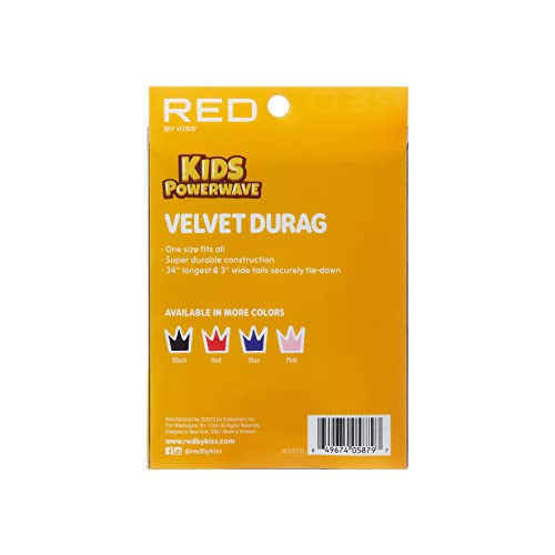Red by Kiss Kids Velvet Durags Powerwave Kids Durags Long Tail and Wide Strap Headwraps Beanies4