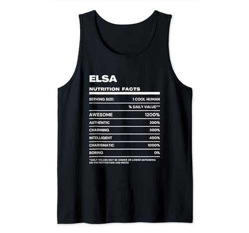 Elsa Datos de Nutrición Nombre Gracioso Camiseta sin Mangas