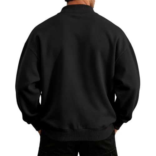 Mens Quarter Zip Pullover Casual Oversized Fleece Henly Sweatshirt - image 3