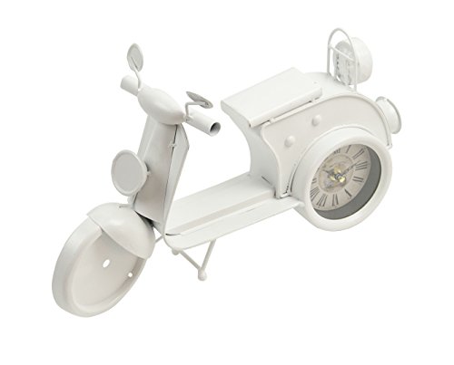 Reloj de sobremesa blanco con forma de scooter retro vintage para decoración de escritorio 3