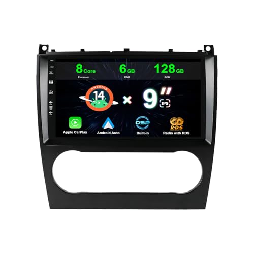 Android 14.0 operating system AC8257 Octa Core A53 2.5GHz CPU 6GB RAM + 128GB ROM Memory, EMMC, GPU:IMG GE8300 Built in DSP+Carplay.【Navigazione GPS e SWC】: supporta l'unità di controllo della testa online/offline utilizzando i pulsanti di controllo della ruota. Mantenete la vostra sicurezza e il funzionamento semplice controllando l'unità sulla ruota fissa