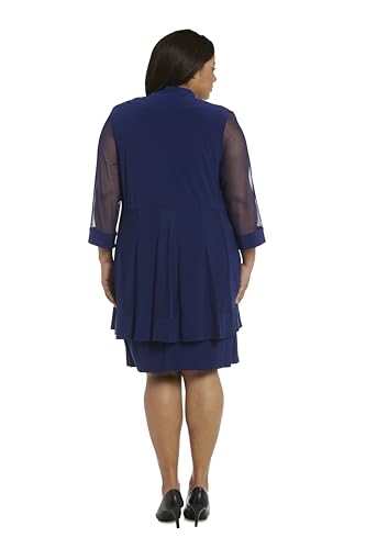 Image of R&M Richards Women's Petite Glitter Trim Jacket Dress