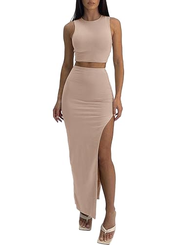 Image of ELLEVEN Sexy 2 Piece Maxi Skirt Sets for Women, Going Out Outfits