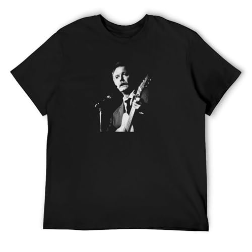 Photo de SHIXUED Georges Brassens T-Shirt Chanteur Francais Cotton Black Size S to 3XL Guitare M