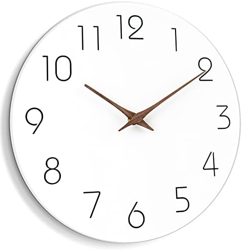 Mosewa Wall Clock 16 Inch Silent Non Ticking Wall Clocks Battery Operated - Simple Minimalist Wooden Clock Decorative for Kitchen,Home,Bedroom,Living Room, Office(16" White)