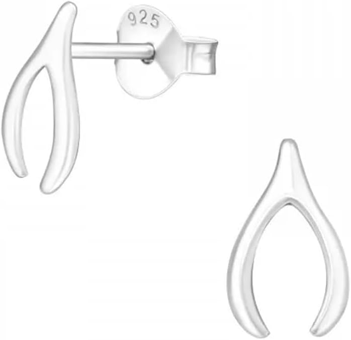 925 Sterling Silver Wishbone Stud Earrings, Sold as a Pair