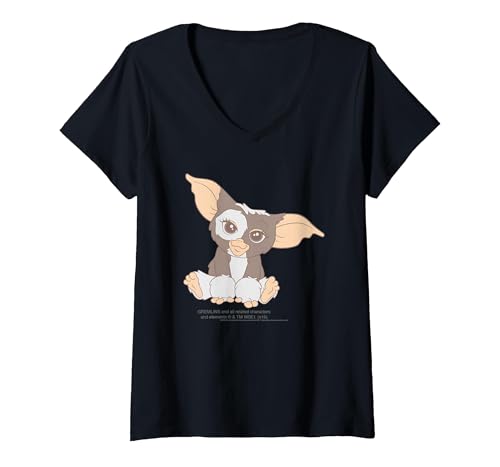 Image of Women's Gremlins Gizmo Pocket V-Neck T-Shirt, Black, Medium