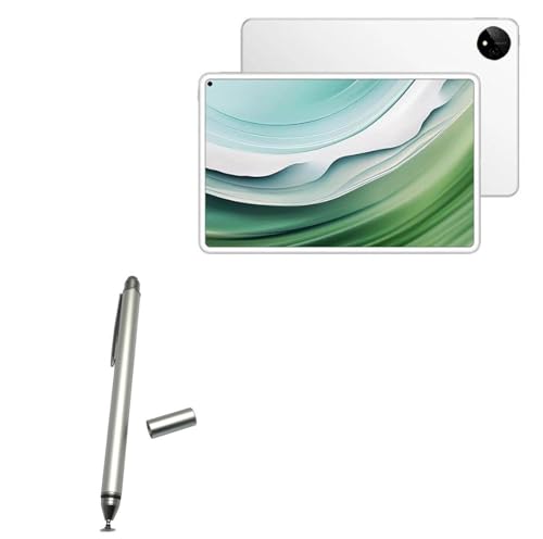 BoxWave Stylus Pen Compatible with Huawei MatePad Pro 11 (2024) - DualTip Capacitive Stylus, Fiber Tip Disc Tip Capacitive Stylus Pen - Metallic Silver