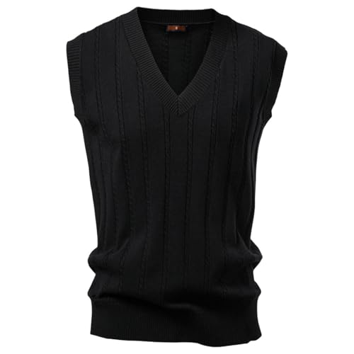 Pull en tricot torsadé homme col V confortable contre le froid