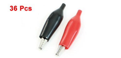 Pinza cocodrilo de metal de 45 mm para sonda de prueba electrica en colores rojo y negro, 36 uds 3