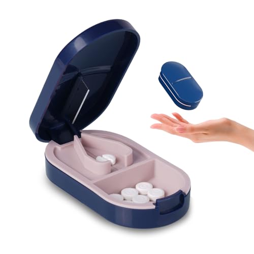 Cortador de Pastillas, Cortador y Partidor de Pastillas Portátil con Cuchilla y Compartimiento, Corta Pastillas, Divisor De Pastillas para Píldoras Pequeñas y Grandes, para Dividir Medicamentos,Viajes