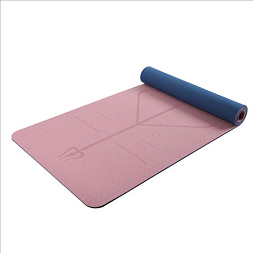 Tapis de yoga 6mm doux en TPE rose poudre et bleu bien-être