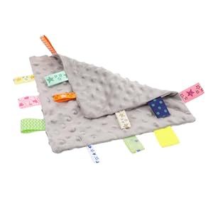 Supvox Graues Schnuffeltuch mit bunten Etiketten