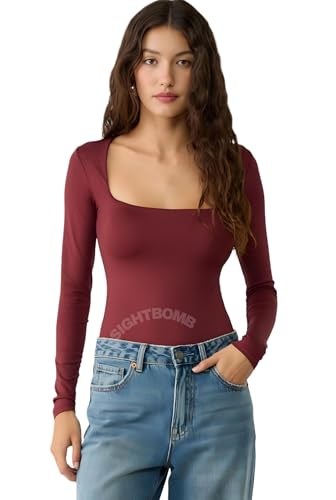 Image of SIGHTBOMB Trapezium Narrow Back Square Neck Microfiber Feather Touch Long Sleeve Cuddle Soft TOP for Women